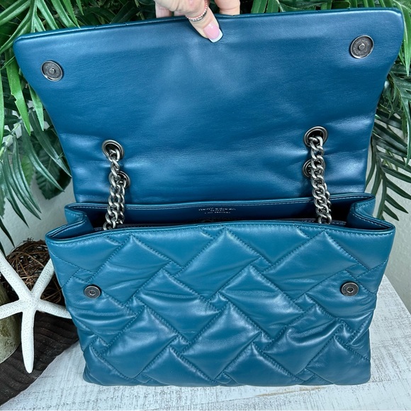 KURT GEIGER - NWOT Teal London Kensington Soft Quilted Leather Crossbody Bag - Picture 10 of 16